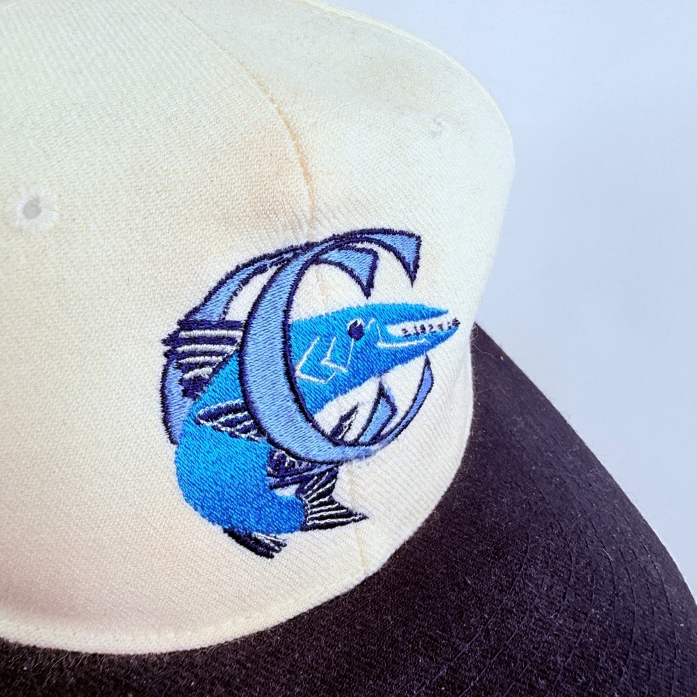 Vintage Corpus Christi Barracudas Nissin Cap Snapback‎ Hat Cream Black
